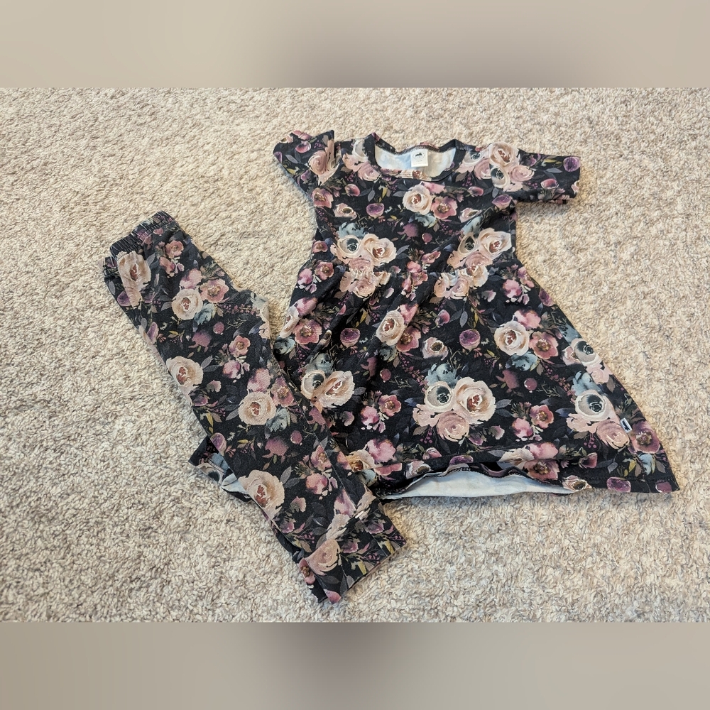 Little And Lively Antique Floral Dress with Matching Pants 2T